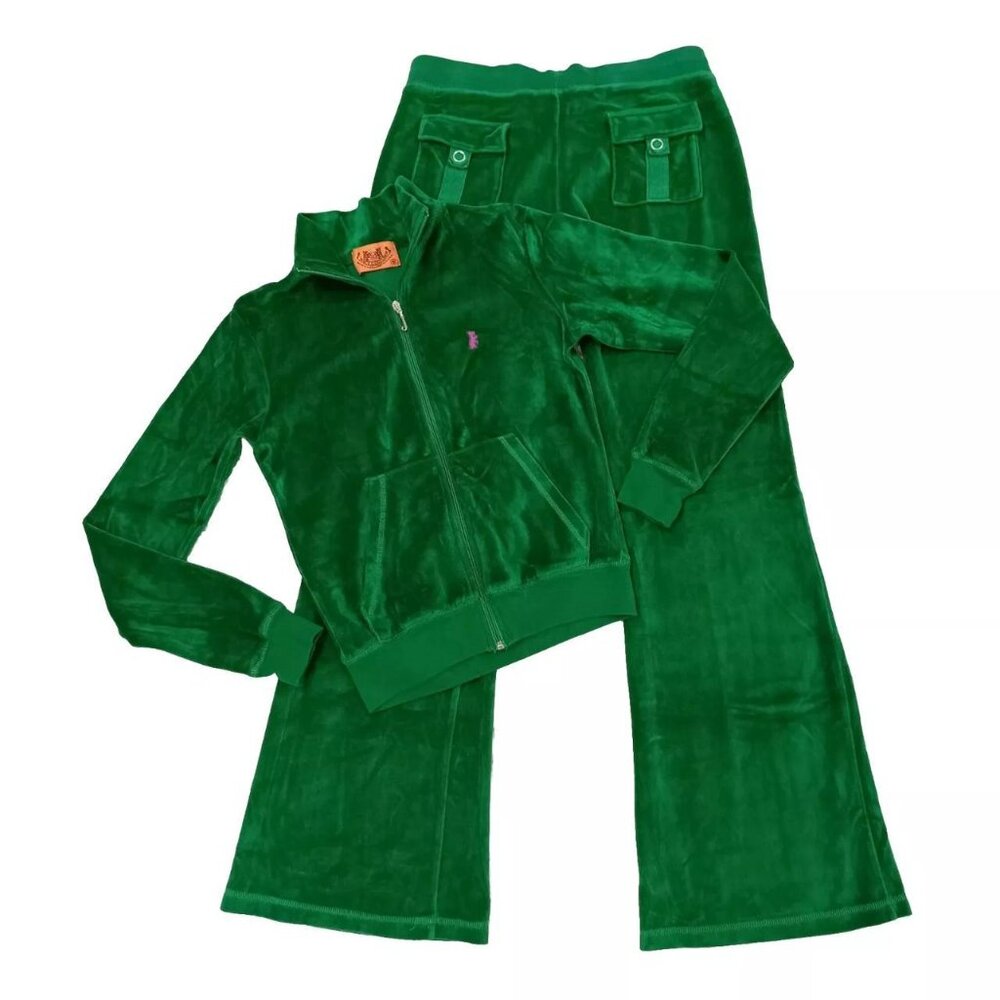 Vintage Juicy Couture Tracksuit Matching Set Jacket Pants Small Pockets Flared